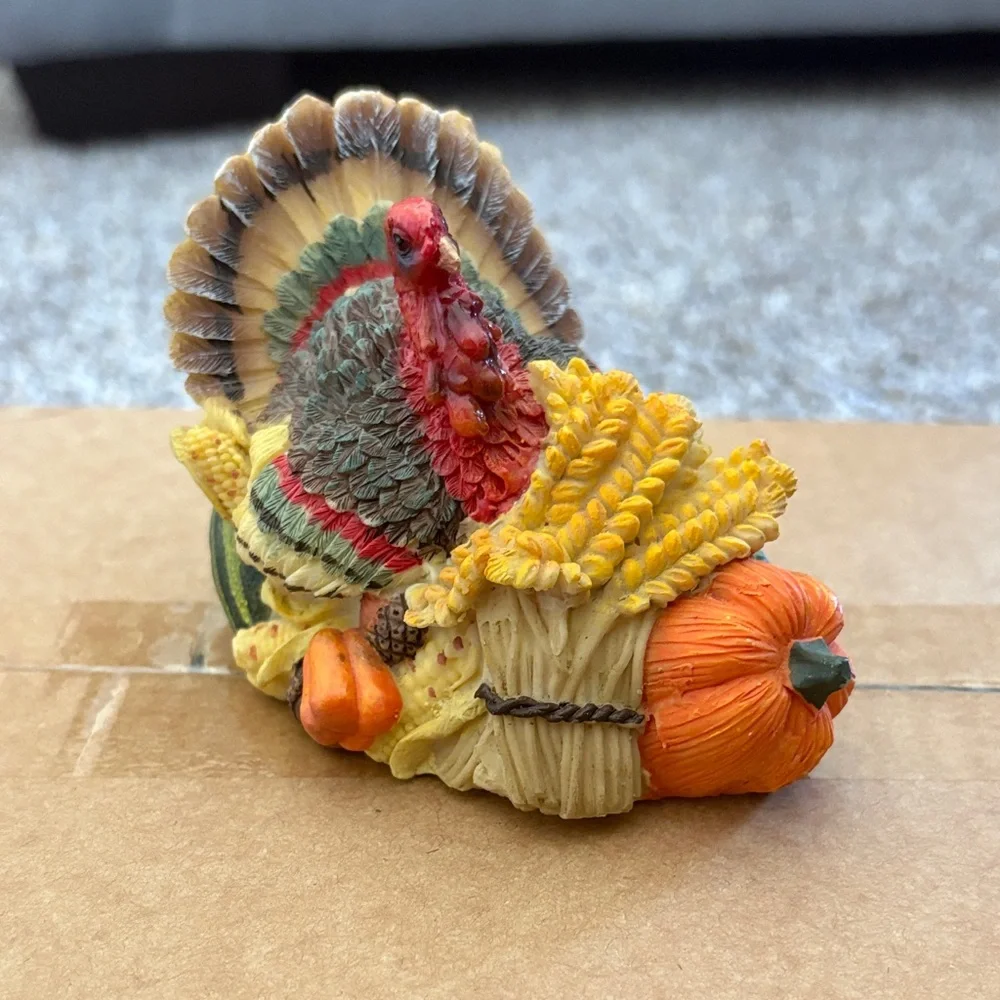 Colorful Turkey Figurine with Harvest Accents
